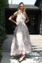 Load image into Gallery viewer, Tropical Floral Print Belted Maxi Halter Dress

