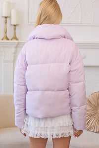 Puffer Jacket With Ribbon Bow