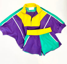 Load image into Gallery viewer, Pearl Mardi Gras Colorblock Short Set
