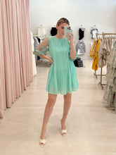 Load image into Gallery viewer, 3-D Flower Sleeve Pleated Dress
