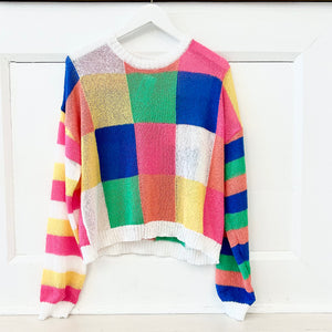 Checkerboard Colorblock Sweater