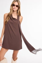 Load image into Gallery viewer, Cowl Neck Fringe Halter Mini Dress
