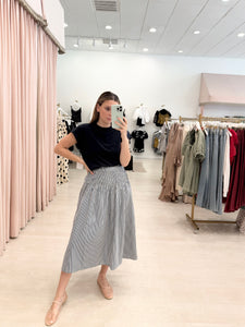 Striped Pintuck Maxi Skirt