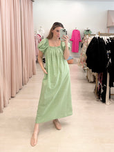 Load image into Gallery viewer, Apple Green Gingham Puff Sleeve Midi Dress
