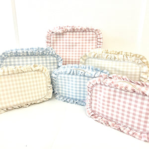 Gingham Ruffle Oversized Pouch