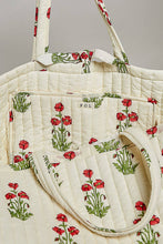 Load image into Gallery viewer, Ribbon-Tie Quilted Floral Jumbo Tote Bag
