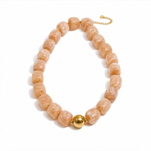 Load image into Gallery viewer, Oakley Neutral Chunky Beaded Statement Necklace | Stainless Steel
