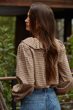 Load image into Gallery viewer, Woven Cotton Gingham Ruffled Blouse
