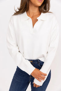 Solid V Neck Collar Sweater