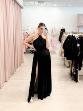Load image into Gallery viewer, Pleated Metallic Halter gown
