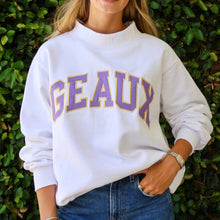 Load image into Gallery viewer, GEAUX Varsity Mockneck Sweatshirt-white
