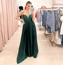 Load image into Gallery viewer, Satin Pleated Maxi Dress
