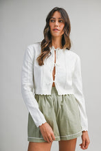 Load image into Gallery viewer, Pointelle Scallop Detail Knit Cardigan
