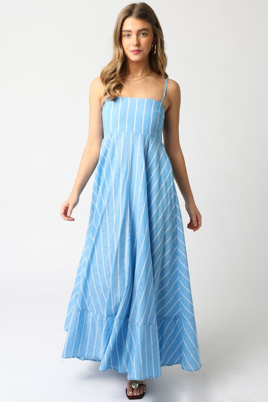 Spaghetti Strap Striped Maxi Dress