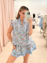 Load image into Gallery viewer, Floral Lace Trim Tie Neck Top
