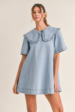 Load image into Gallery viewer, Peter Pan Collar Denim MIni Dress
