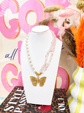 Load image into Gallery viewer, Blush Butterfly Charm Statement Necklace
