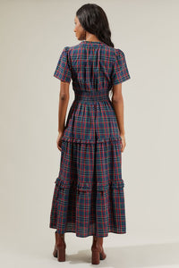 Plaid Poplin Tiered Maxi