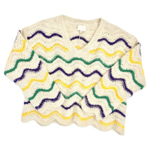Load image into Gallery viewer, Mardi Gras Wavy Stripes V-neck Sweater
