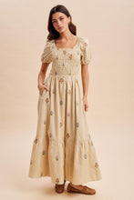 Load image into Gallery viewer, Gingham Flower Embroidered Smocked Maxi Dress
