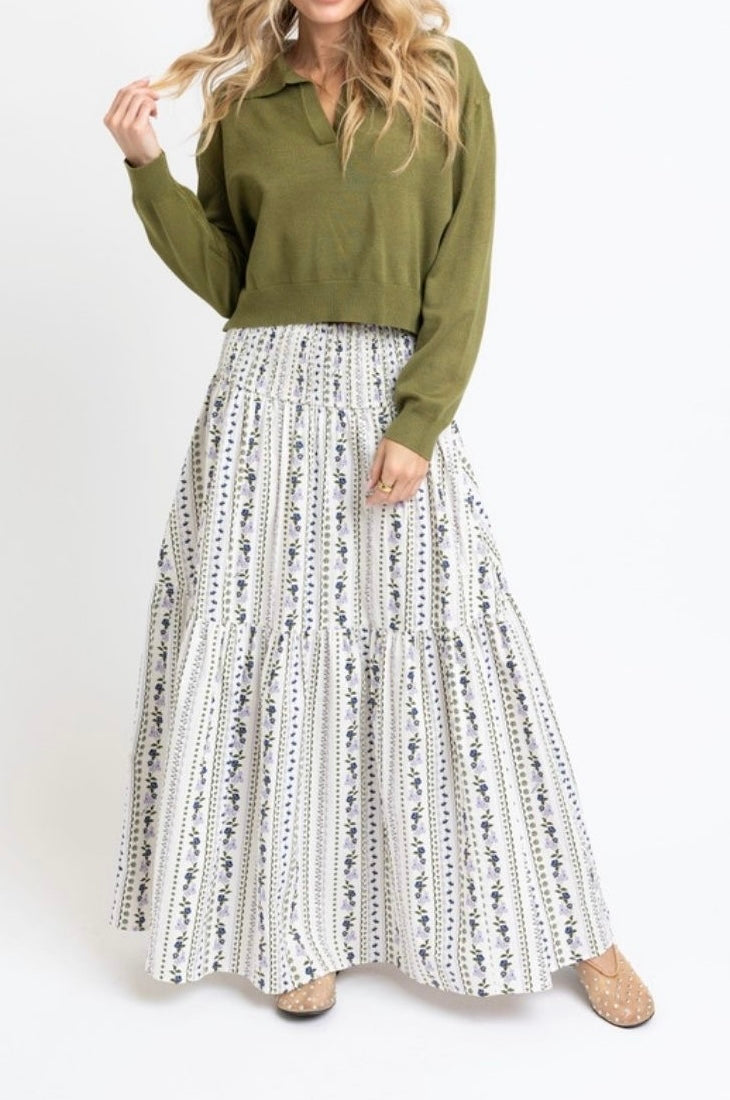 French Floral Tier Maxi Skirt