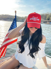 Load image into Gallery viewer, Living the American Dream - Red Vintage Trucker Hat
