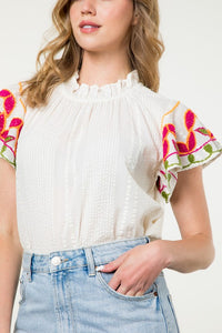 Hand Embroidered Sleeve Top