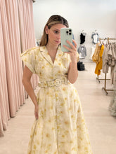 Load image into Gallery viewer, Yellow Floral Belted  Midi
