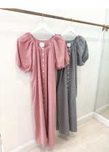Load image into Gallery viewer, Gingham Checker Puff Sleeve Long Dress
