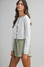 Load image into Gallery viewer, Pointelle Scallop Detail Knit Cardigan
