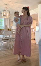 Load image into Gallery viewer, Gingham Checker Puff Sleeve Long Dress
