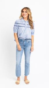 Stripe Button Down with Piping Detail