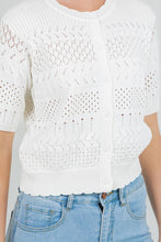 Load image into Gallery viewer, Pointelle Short Sleeve Cardigan
