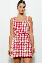 Load image into Gallery viewer, Check Tweed Detail Belted Mini Dress
