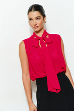 Load image into Gallery viewer, Tie-neck Chiffon Sleeveless Blouse
