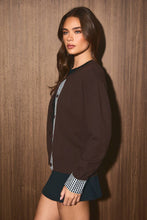 Load image into Gallery viewer, Gingham Trim Knit Cardigan Sweater
