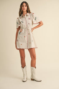 Embroidered Shirt Dress