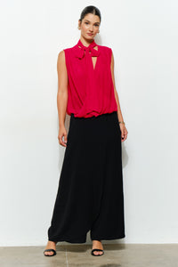 Tie-neck Chiffon Sleeveless Blouse