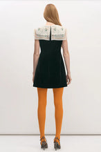Load image into Gallery viewer, Velvet Mini Dress with Lace Floral Bib
