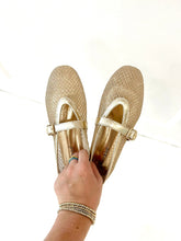 Load image into Gallery viewer, Gold Mesh Mary Jane Flat
