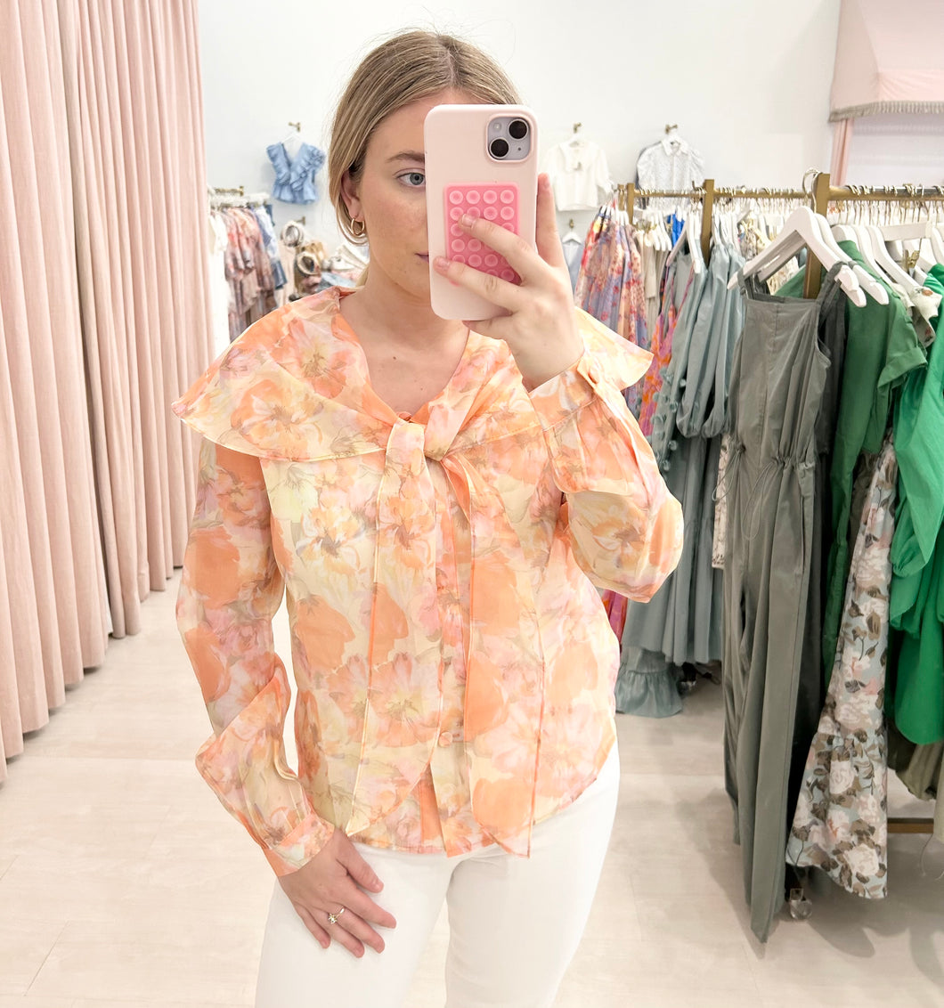 Abstract Floral Collar Top