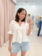 Load image into Gallery viewer, V Neck Ruffle Blouse White
