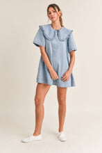 Load image into Gallery viewer, Peter Pan Collar Denim MIni Dress
