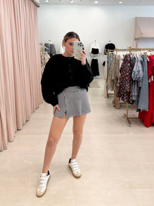 Gingham Print Side Slit Skort