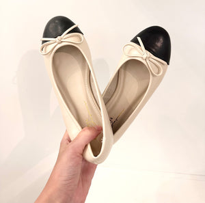 Ivory & Black Ballet Flat