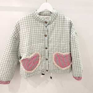 Plaid Heart Pocket Jacket