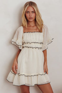 Square Neck Ruffle Mini Dress