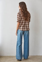 Load image into Gallery viewer, Plaid Ruffle V-Neck Blouse
