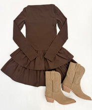 Load image into Gallery viewer, Boat Neck Tiered Ruffle Dress
