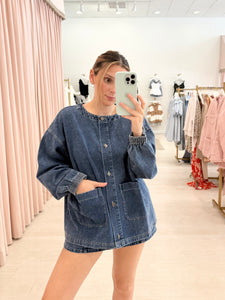 Denim Jacket with Contrast Stitching